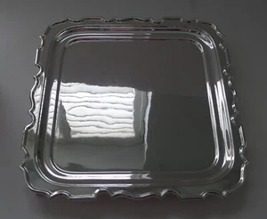Antikes quadratisches versilbertes Cocktail-/Getränktablett von Walker & Hall um 1920 - Bild 1 von 9