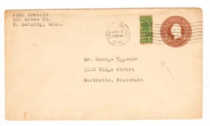 Francobollo US Scott tipo A 155 un centesimo Franklin Bisect da Lancing Michigan  - Foto 1 di 3