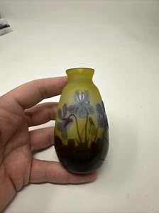 Antique Miniature Emile Galle Cameo Glass Vase - Picture 1 of 11
