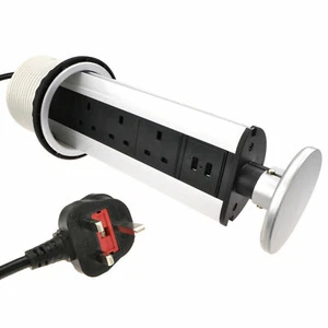 Desktop Bench Pull Up PDU 3 x UK Sockets & 2 USB Ports Kitchen Power - Picture 1 of 12