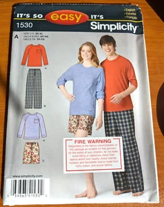 Simplicity 1530 Size A XS-XL Unisex Men Women Pants Shorts Knit Top Uncut - Picture 1 of 3
