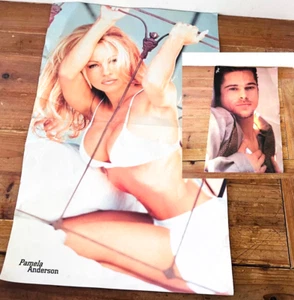 Pamela Anderson Bikini Sexy Poster Double Sided Brad Pitt Wall Pin Up Magazine - Picture 1 of 24