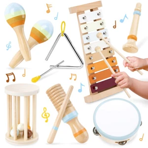 7 in 1 Fun Toddler Wooden Musical Instruments Set - Kid-Friendly Percussion Toy - Picture 1 of 8