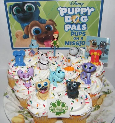 Disney Puppy Dog Pals Cake Toppers Set of 14 w/ Figures, Skateboards, Tattoo - Image 1 of 4