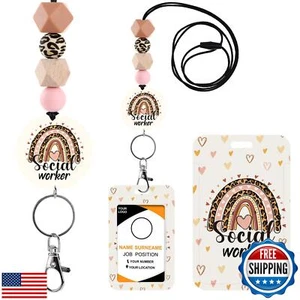 Social Worker Lanyards for ID Badges - Social Work Badge Holder with Lanyard, - Picture 1 of 5