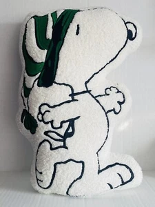 Peanuts Snoopy With Green Hat Sherpa Decorative Winter Christmas Soft Pillow NEW - Picture 1 of 3