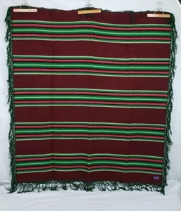 PENDLETON Coperta Lana Modello Rigato 64x69" Marrone Anni 70 Vintage Serape - Foto 1 di 9
