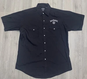 Jack Daniels Western Shirt Large Black Old No 7 Pearl Snap Tennessee Whiskey - Picture 1 of 10