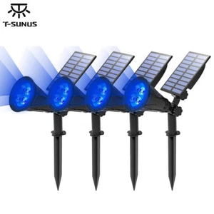 4 unidades LED azul foco solar lámpara solar foco de jardín Spot Light - Imagen 1 de 11