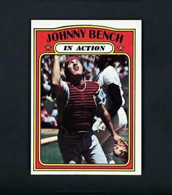Johnny Bench 1972 Topps en acción (HOF) Cincinnati Reds #434 casi nuevo Foto 1 de 2