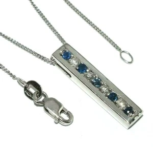 Damen 9ct Weiss Gold Stange Anhänger Set Mit Diamanten Hängend auf Einer Kette - Bild 1 von 8