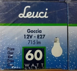 Leuci LAMPADA INCANDESCENZA A GOCCIA CHIARA 60W ATTACCO E27 LUCE CALDA 12V - Bild 1 von 2