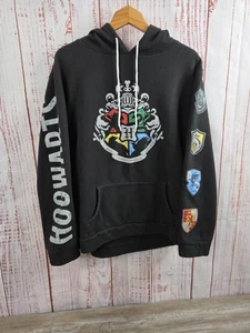 Harry Potter Hoodie Herren 2XL Schwarz Hogwarts Wappen Haus Patches Logo Sweatshirt - Bild 1 von 15