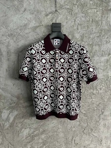 falection 25FW casa dunkelrot Monogramm Poloshirt Strick Baumwolle PULLOVER - Bild 1 von 5