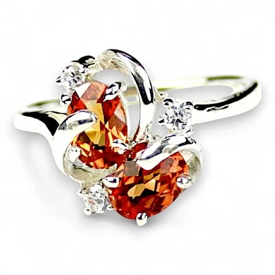 Created Padparadsha Sapphire, 925 Sterling Silver Ladies Ring, SR016 - Image 1 of 4