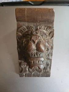 Antique Wooden Lion Corbel Approx 5-3/8" × 3" See Photos - Picture 1 of 12