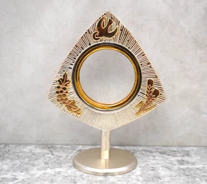 Nice Smaller Monstrance with Glass Enclosed Luna, 7 1/2" (CU804) chalice co - Picture 1 of 14