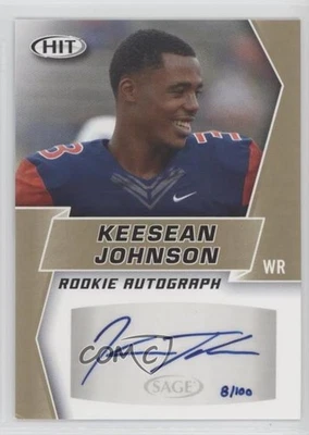 2019 Sage Hit Premier Draft Rookie Auto Gold /100 Keesean Johnson #A39 Auto RC - Image 1 of 2