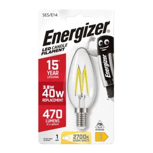 Energizer LED Candle Filament S9030 Ses / E14 3.8W/40W 470Lm 2700K Warm New - Picture 1 of 2