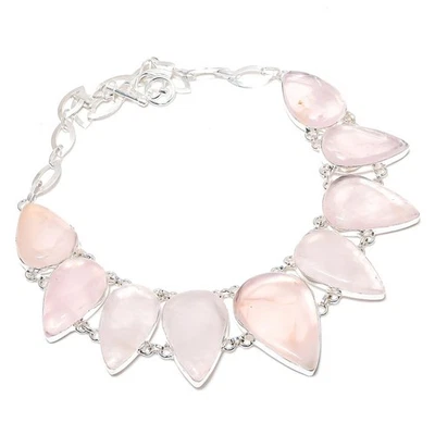 Rosenquarz Birnenform Edelstein Halskette verstellbar Kette Schmuck 18 Zoll P... - Bild 1 von 4