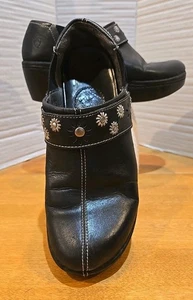 Ariat Westlake Women's Leather Black Floral Slip On Clog Sz 8.5B Gorpcore Hippy  - Picture 1 of 16