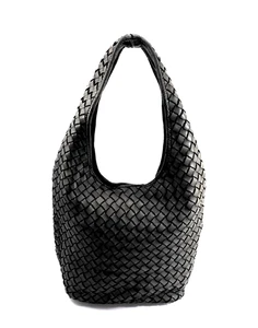 ITALIENISCHE HANDGEWEBTE HOBO-SCHULTERTASCHE AUS ECHTEM GEWASCHENEM LEDER - HERGESTELLT IN ITALIEN - Bild 1 von 10