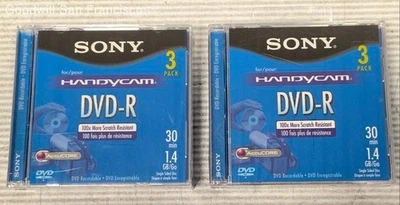 Vintage Legacy Media: 2 x 3-Packs Blank SONY 30 Minute 1.4GB/Go DVD-R New Sealed - Image 1 of 4