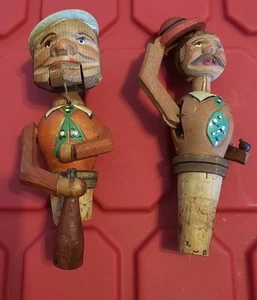 2 tapones de corcho para botellas de vino de madera vintage ANRI tallados a mano vino alemán para beber - Imagen 1 de 2
