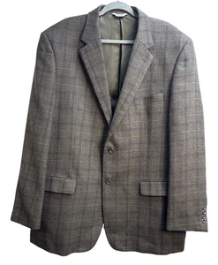 Joseph & Feiss Herren braun blau kariert Tweed Wolle Anzug Jacke Blazer Gr. 48L EUC - Bild 1 von 9