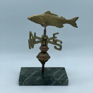 Antique Copper & Brass Weather Vane Koi Fish Carp Tabletop Stands 6” Primitive - Picture 1 of 16