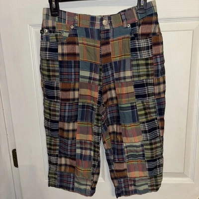 LRL Ralph Lauren Sz 6 Madras Patchwork Plaid Bermuda Capri Pants Pedal Pushers - Image 1 of 4