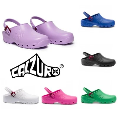 ZOCCOLI CUCINA SANITARIO CALZURO LIGHT NERO BIANCO INFERMIERE SABOT LEGGERI - Immagine 1 di 4