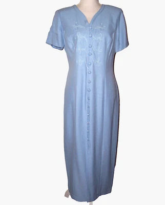 Vestido maxi vintage Adam Jason bebê azul manga curta tamanho 10 - Imagem 1 de 4