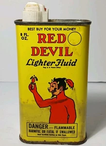 Alte Vintage Red Devil BLECH LITHO Dose Cincinnati Ohio Grafik Blech Öler Öl Dose - Bild 1 von 15
