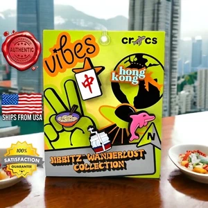 AUTHENTIC Crocs Hong Kong Wanderlust Jibbitz Charms 5-PACK Ramen, Pink Dolphin.. - Picture 1 of 11