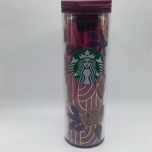 Starbucks Fall 2020 Floral Rose Burgundy Gold Tumbler Travel Twist NEW - Picture 1 of 3