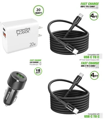 For Nokia G42 ​PD Car + 20W Wall Charger + 2x USB C to C - Image 1 of 4