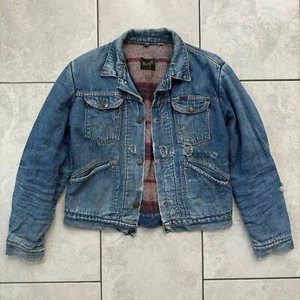 Vintage 50s Wrangler Blue Bell Sanforized Denim Jacket Size 42 Blanket Lined - Picture 1 of 8