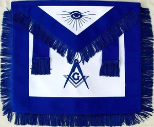 DELANTAL MASON MASON MASON AZUL CON FLECOS BORDADOS A MANO (MA-410-V) - Imagen 1 de 1
