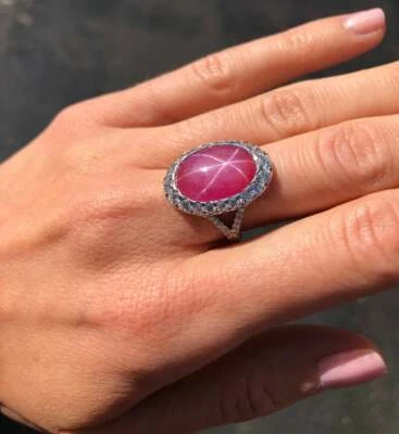 Beautiful Oval Shape Shiny Pink 9.85CT Ruby With 1.78CT Shiny CZ Stunning Ring - Image 1 of 4
