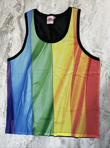 Suns Out Tank Shop Multi Colored Ombré Stripe Mesh Tank SZ XL - Picture 1 of 5