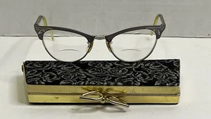 Vintage Cat Eye Glasses 4 1/4 Aluminum frame 20mm bridge 1/10 12K GF with case - Picture 1 of 22
