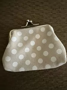Beige/ Tan and White polka dot Buckle Coin Purses Pouch Change Purse XS - Picture 1 of 4