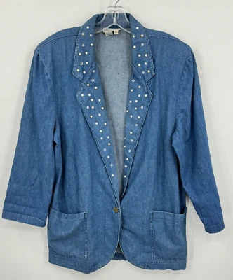 Chaqueta Dreams Vintage Para Hombre Botón Grande Estrás Adornada Medio Lavado Retro Foto 1 de 4