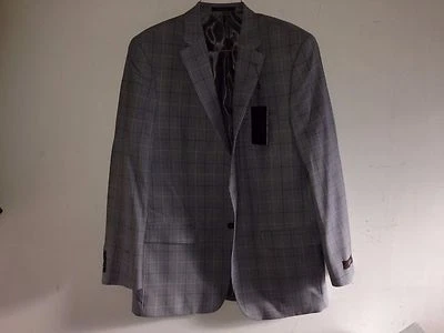 Tasso Elba Mens Gray Glen Plaid Two Button Wool Blend Blazer Sportcoat sz. 46 - Image 1 of 4