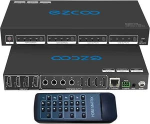 4K@60Hz HDMI Matrix 4X4 HDR Koaxial Audio Breakout - HDCP 2.2 HDMI 2.0 Matrix - Bild 1 von 6