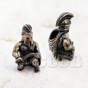 *SPARTAN* UNIQUE HANDMADE Bronze Paracord Knife Leather Lanyard Bead / Beads - Picture 1 of 8