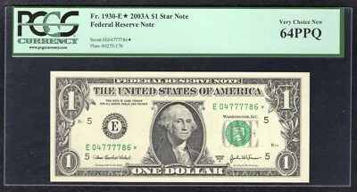 FR. 1930-E* 2003-A $1 *STAR* FRN FEDERAL RESERVE NOTE RICHMOND,VA PCGS UNC-64PPQ - Image 1 of 2