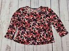 NWT Adrienne Vittadini Woman Red Floral Rhinestone Embellished Blouse Size 3X
