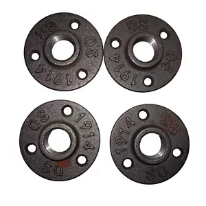 1/2 inch BLACK IRON FLOOR FLANGE fitting pipe npt lot of 4 For crafting only - Picture 1 of 1